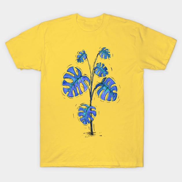 Monstera deliciosa blue version T-Shirt by Bwiselizzy